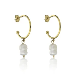 Emily Westwood Bijoux Boucles d'oreilles Emily Westwood EWE23099G - Acier Doré et Blanc | Femme Boucles D'Oreilles