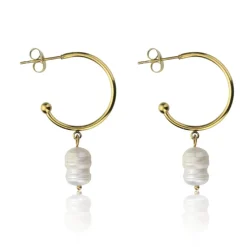 Emily Westwood Bijoux Boucles d'oreilles Emily Westwood EWE23099G - Acier Doré et Blanc | Femme Boucles D'Oreilles