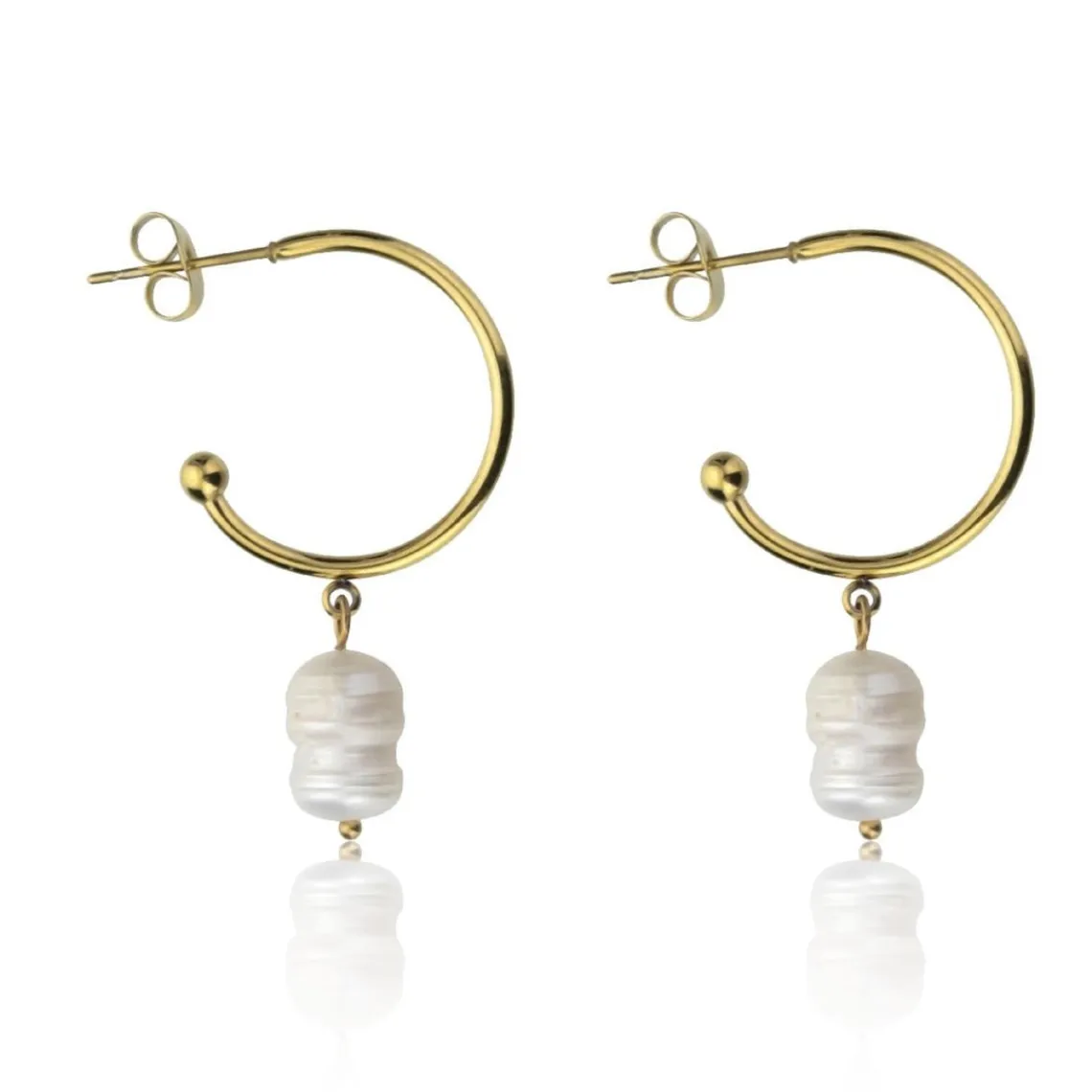 Emily Westwood Bijoux Boucles d'oreilles Emily Westwood EWE23099G - Acier Doré et Blanc | Femme Boucles D'Oreilles