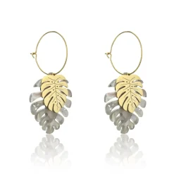 Emily Westwood Bijoux Boucles d'oreilles Emily Westwood EWE23094G - Acier et acrylique Doré et Gris | Femme Boucles D'Oreilles