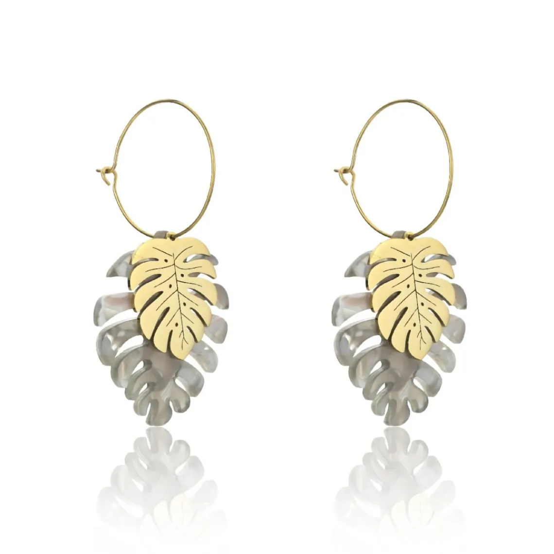 Emily Westwood Bijoux Boucles d'oreilles Emily Westwood EWE23094G - Acier et acrylique Doré et Gris | Femme Boucles D'Oreilles