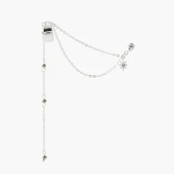 Balaboosté Boucles d'Oreilles Femme Bo Poussette Avec Cuff Chain Et Facettes - 3502456533554 Métal Argent | Femme Boucles D'Oreilles