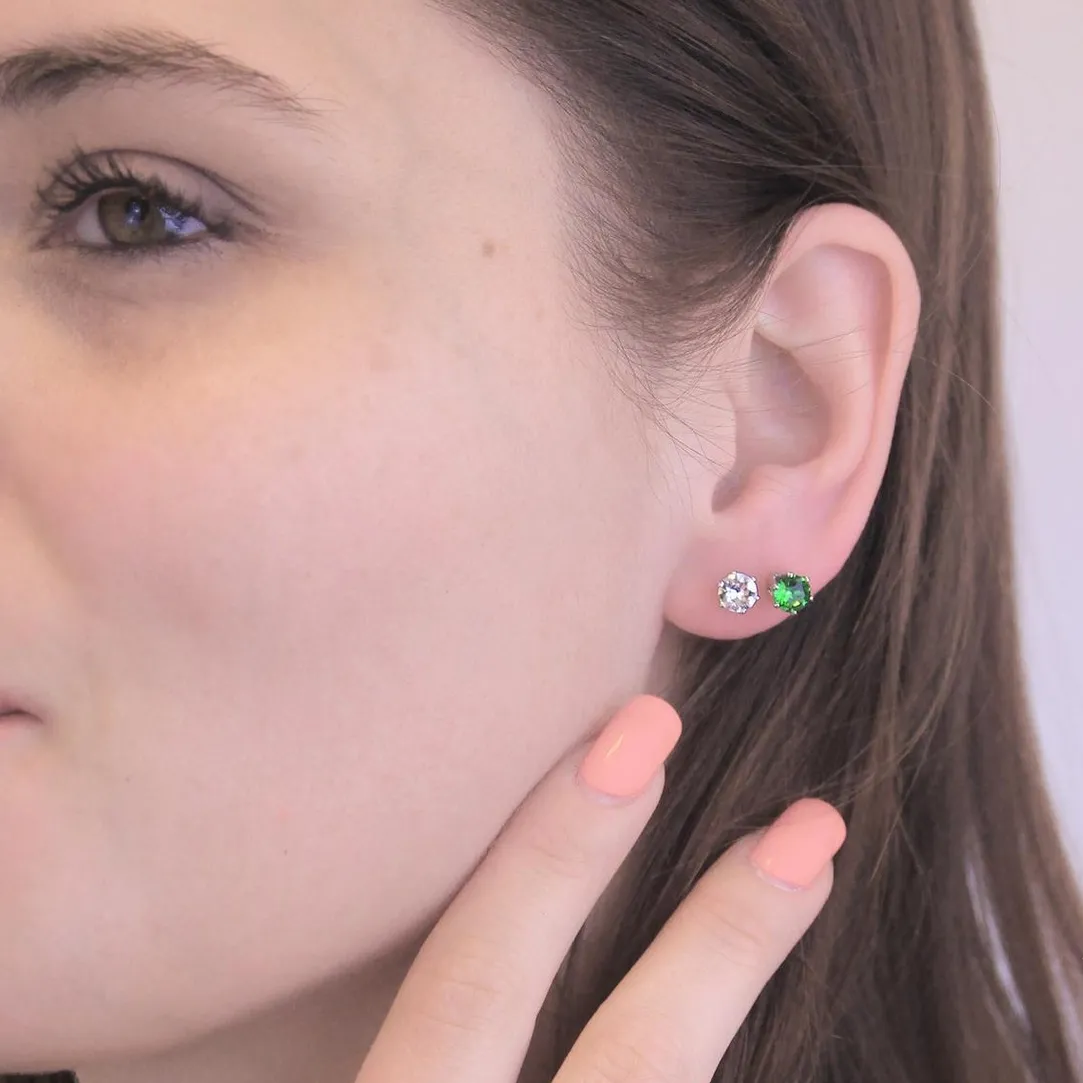 MYC-Paris Boucles d'oreilles Femme Pierres de naissance - DE0357-08 Laiton Argent | Femme Boucles D'Oreilles