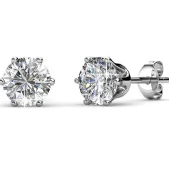 MYC-Paris Boucles d'oreilles Femme Pierres de naissance - DE0357-04 Laiton Argent | Femme Boucles D'Oreilles