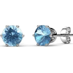 MYC-Paris Boucles d'oreilles Femme Pierres de naissance - DE0357-03 Laiton Argent | Femme Boucles D'Oreilles