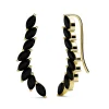 MYC-Paris Boucles d’oreilles Femme - DE0340-G-BK Laiton Doré Noir | Femme Boucles D'Oreilles