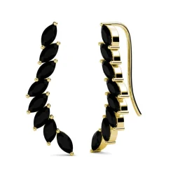 MYC-Paris Boucles d’oreilles Femme - DE0340-G-BK Laiton Doré Noir | Femme Boucles D'Oreilles