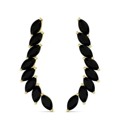 MYC-Paris Boucles d’oreilles Femme - DE0340-G-BK Laiton Doré Noir | Femme Boucles D'Oreilles