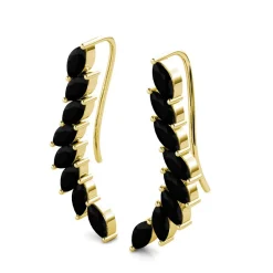 MYC-Paris Boucles d’oreilles Femme - DE0340-G-BK Laiton Doré Noir | Femme Boucles D'Oreilles