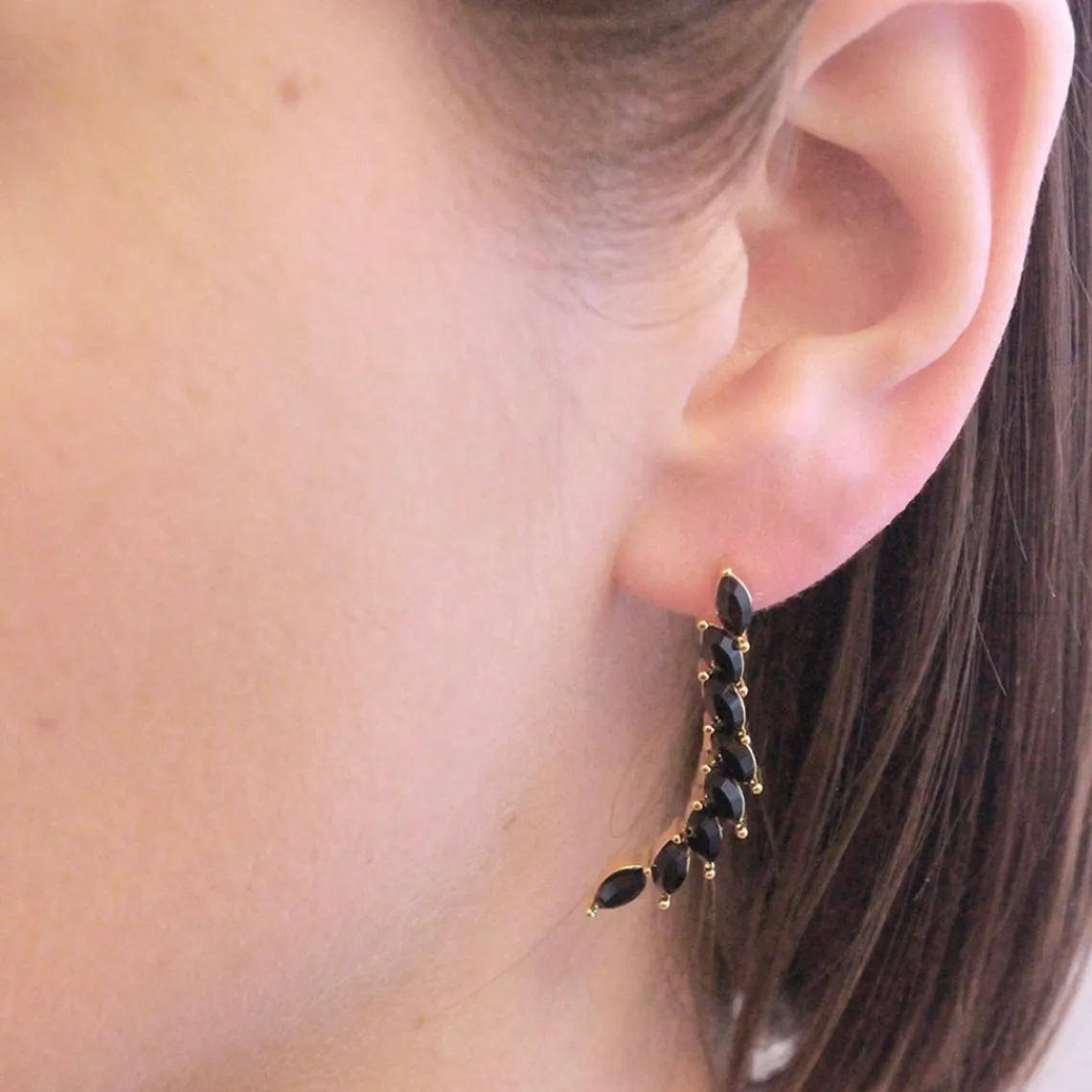 MYC-Paris Boucles d’oreilles Femme - DE0340-G-BK Laiton Doré Noir | Femme Boucles D'Oreilles