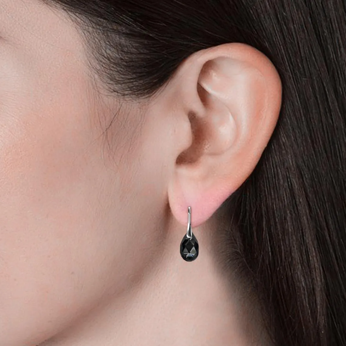 MYC-Paris Boucles d’oreilles Femme - DE0305-S-BK Laiton Argent Noir | Femme Boucles D'Oreilles