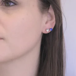 MYC-Paris Boucles d'oreilles Femme Pierres de naissance - DE0357-09 Laiton Argent | Femme Boucles D'Oreilles