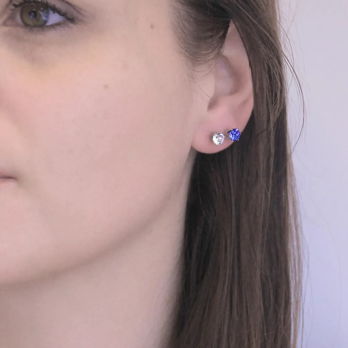 MYC-Paris Boucles d'oreilles Femme Pierres de naissance - DE0357-09 Laiton Argent | Femme Boucles D'Oreilles