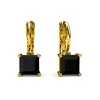 MYC-Paris Boucles d’oreilles Femme Square - DE0007-G-BK Laiton Doré Noir | Femme Boucles D'Oreilles