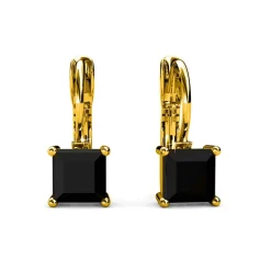 MYC-Paris Boucles d’oreilles Femme Square - DE0007-G-BK Laiton Doré Noir | Femme Boucles D'Oreilles