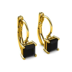 MYC-Paris Boucles d’oreilles Femme Square - DE0007-G-BK Laiton Doré Noir | Femme Boucles D'Oreilles
