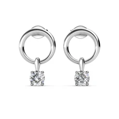 MYC-Paris Boucles d’oreilles Femme Solitaire - DE0141-S Laiton argent | Femme Boucles D'Oreilles