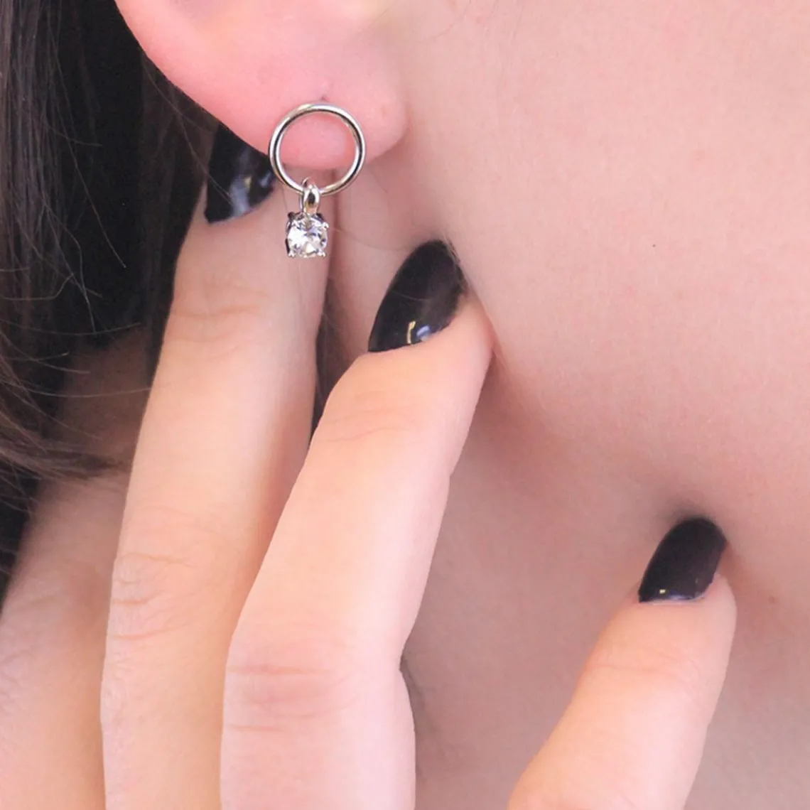 MYC-Paris Boucles d’oreilles Femme Solitaire - DE0141-S Laiton argent | Femme Boucles D'Oreilles