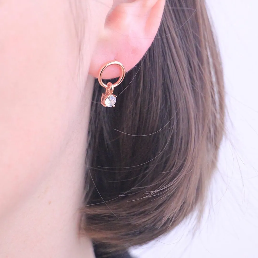 MYC-Paris Boucles d’oreilles Femme Solitaire - DE0141-RG Laiton Doré rose | Femme Boucles D'Oreilles