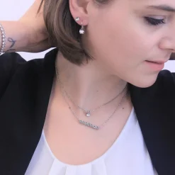 MYC-Paris Boucles d'oreilles Femme Solitaire - DE0065-S Laiton Argent | Femme Boucles D'Oreilles