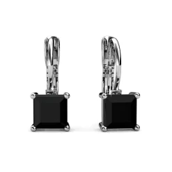 MYC-Paris Boucles d’oreilles Femme Square - DE0007-S-BK Laiton Argent Noir | Femme Boucles D'Oreilles