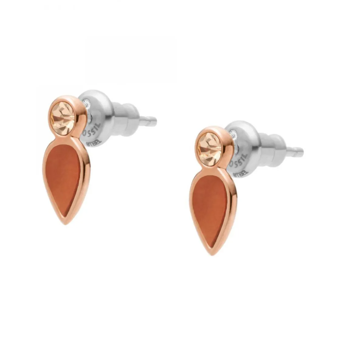 Fossil Bijoux Boucles d'oreilles VAL - JF03810791 Acier Doré rose | Femme Boucles D'Oreilles