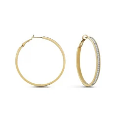 Guess Bijoux Boucles d'oreilles JUBE02247JWYG - Créoles acier doré pavé cristaux Femme | Femme Boucles D'Oreilles
