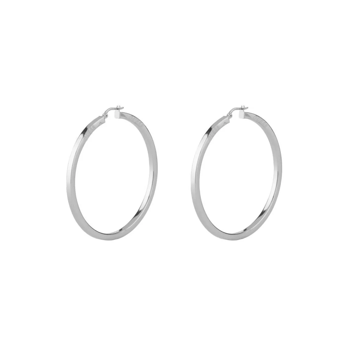 Guess Bijoux Boucles D'Oreilles Hoops I Did It Again Acier Rhodié Carrées Extra Légères | Femme Boucles D'Oreilles