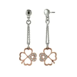 Jourdan Boucles d'Oreilles INANNA ADY001 - Boucles d'Oreilles Bicolore En Argent et Oxyde de Zirconium | Femme Boucles D'Oreilles