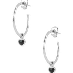 Les Interchangeables Boucles d'oreilles A59264 - Creoles Coeur Palladium | Femme Boucles D'Oreilles
