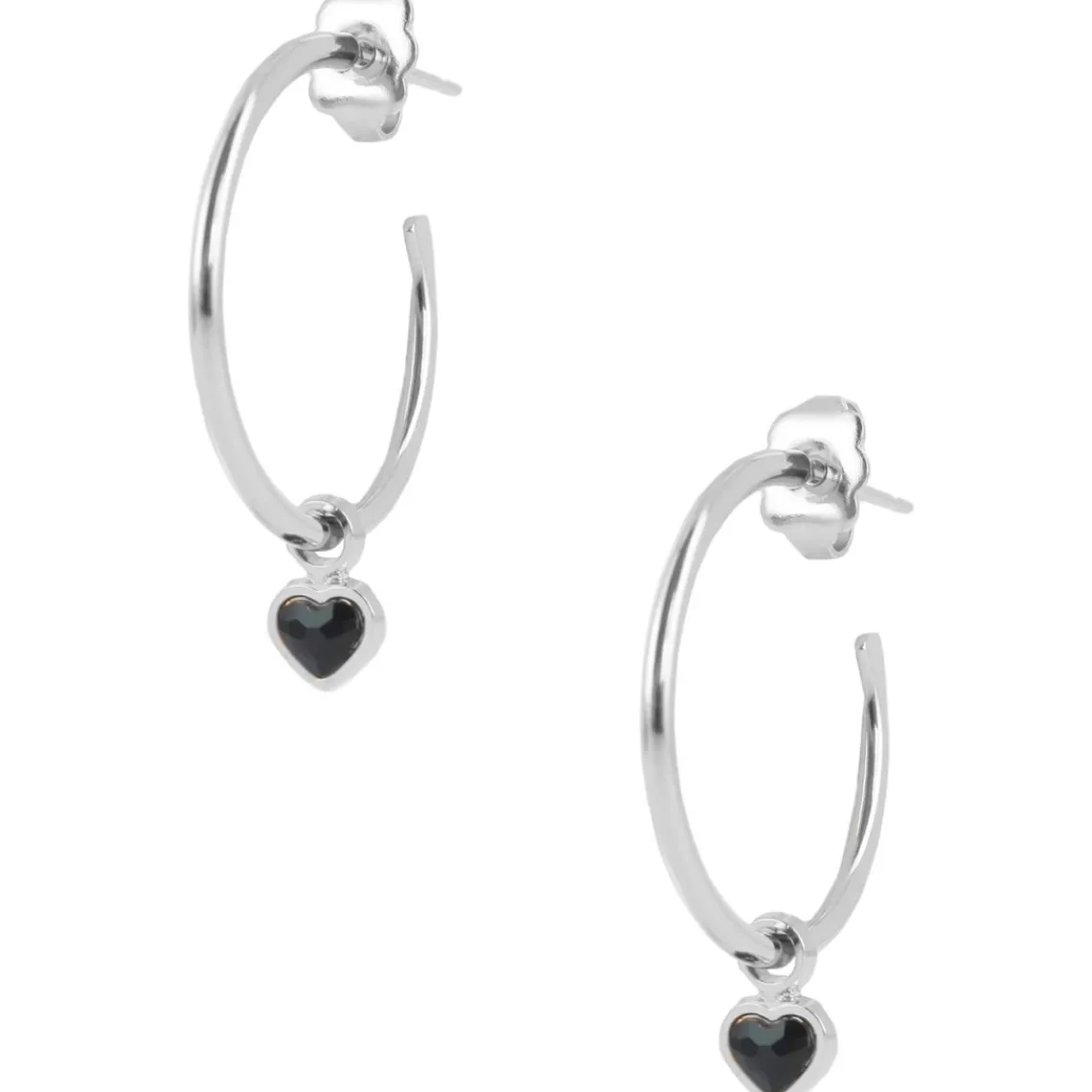 Les Interchangeables Boucles d'oreilles A59264 - Creoles Coeur Palladium | Femme Boucles D'Oreilles