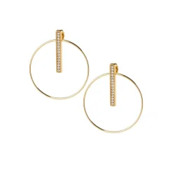 Les Interchangeables Boucles d'oreilles A54283 - Créoles Barette Strassé MM Or Jaune Cristal | Femme Boucles D'Oreilles