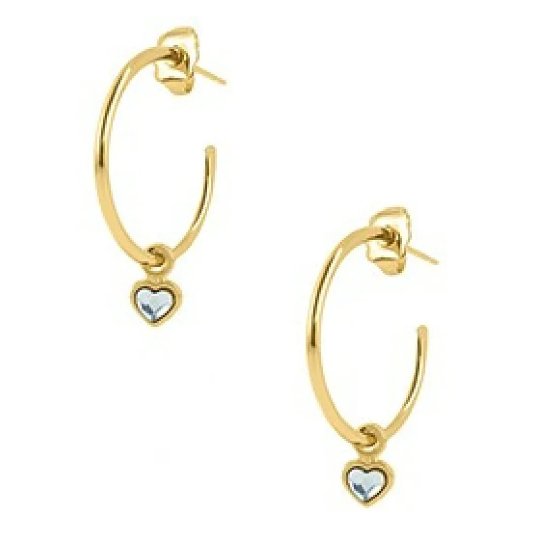 Les Interchangeables Boucles d'oreilles A59247 - Creoles Coeurs Dorées | Femme Boucles D'Oreilles