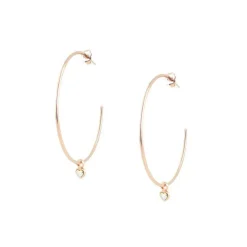 Les Interchangeables Boucles d'oreilles A59268 - Creoles Coeur GM Doré Rose | Femme Boucles D'Oreilles