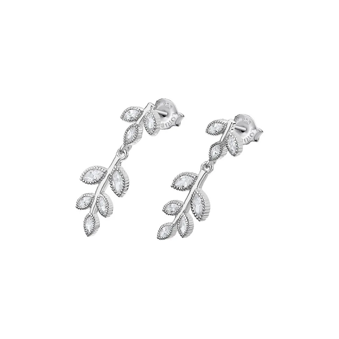 Lotus Silver Boucles d'oreilles Pure Essentiel LP1783-4-1 - Boucles d'oreilles Argent Feuilles | Femme Boucles D'Oreilles