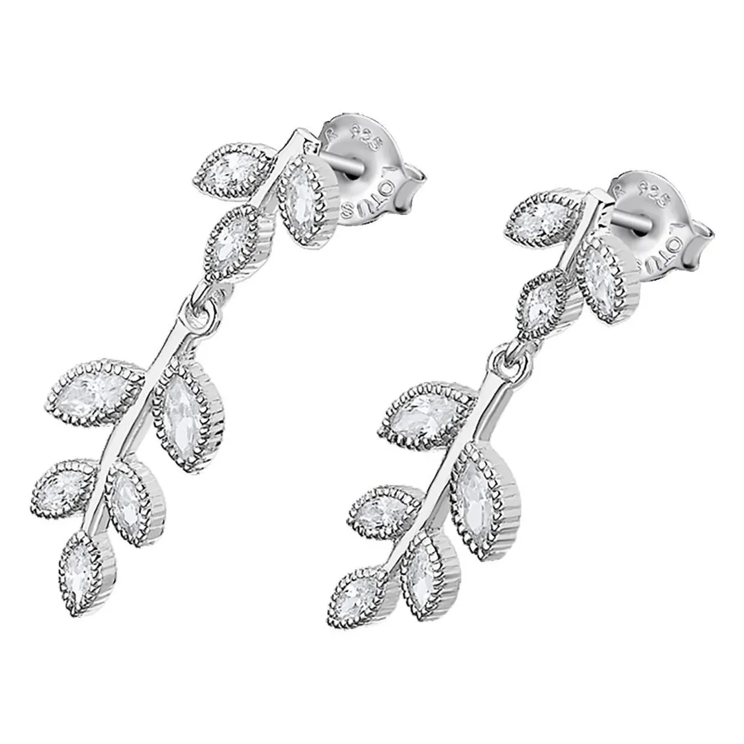 Lotus Silver Boucles d'oreilles Pure Essentiel LP1783-4-1 - Boucles d'oreilles Argent Feuilles | Femme Boucles D'Oreilles