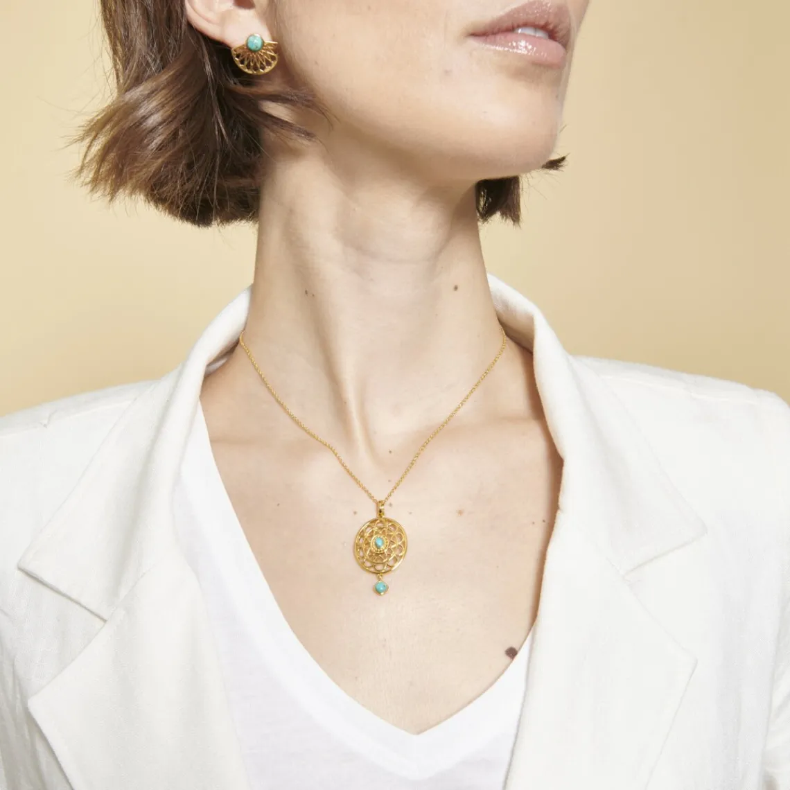 Kosma Paris Boucles d'oreilles Mia Doré & Turquoise | Femme Boucles D'Oreilles