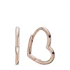 Pandora Boucles d'oreilles 288307 - Creoles Coeur Asymetrique Rose | Femme Boucles D'Oreilles