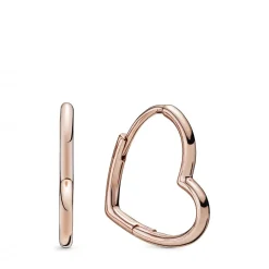 Pandora Boucles d'oreilles 288307 - Creoles Coeur Asymetrique Rose | Femme Boucles D'Oreilles