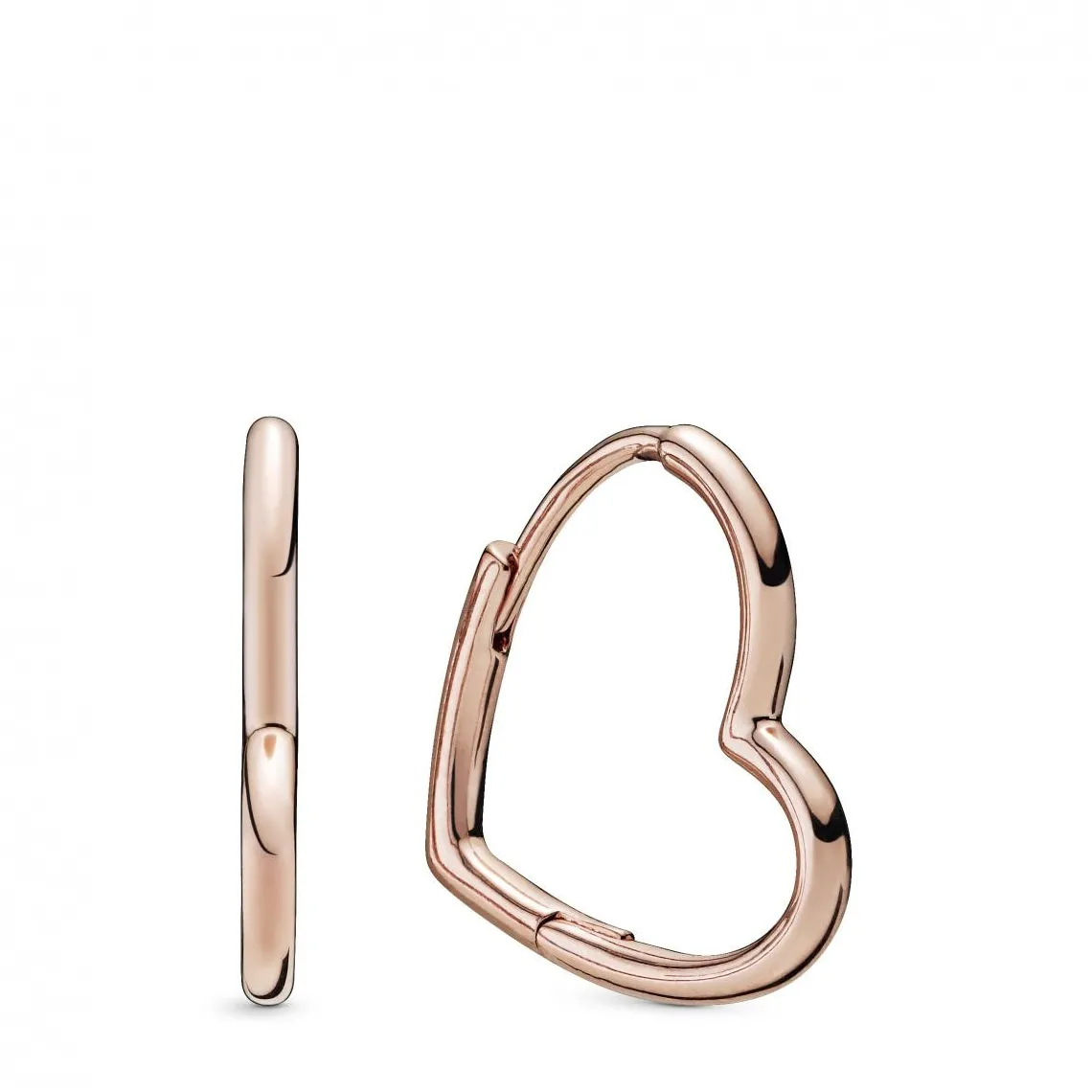 Pandora Boucles d'oreilles 288307 - Creoles Coeur Asymetrique Rose | Femme Boucles D'Oreilles