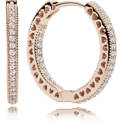Pandora Boucles d'Oreilles 286318CZ - Boucles d'oreilles Créoles Coeurs Roses Femme | Femme Boucles D'Oreilles