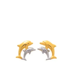 Stella Boucles d'oreilles Papillons laqués roses et bleus or 750/1000 jaune (18K) | Femme Boucles D'Oreilles|Boucles D'Oreilles