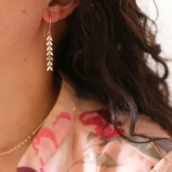 Maison de la Bijouterie Boucles d'oreilles Pendante Feuilles Plaqué Or - Y54Y50 | Femme Boucles D'Oreilles