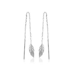 Maison de la Bijouterie Boucles d'oreilles Pendantes femme plume Argent W5YV600 | Femme Boucles D'Oreilles