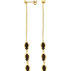 Kosma Paris Boucles d'oreilles pendantes Kira Doré & Quartz Fumé | Femme Boucles D'Oreilles