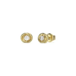 Guess Bijoux Boucles D'Oreilles Perfect Acier Doré Puces Et Zircons Cubiques 8 Mm | Femme Boucles D'Oreilles