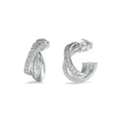 Guess Bijoux Boucles D'Oreilles Perfect Acier Rhodié Mini Pavées 17 Mm | Femme Boucles D'Oreilles