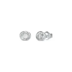 Guess Bijoux Boucles D'Oreilles Perfect Acier Rhodié Puces Et Zircons Cubiques 8 Mm | Femme Boucles D'Oreilles