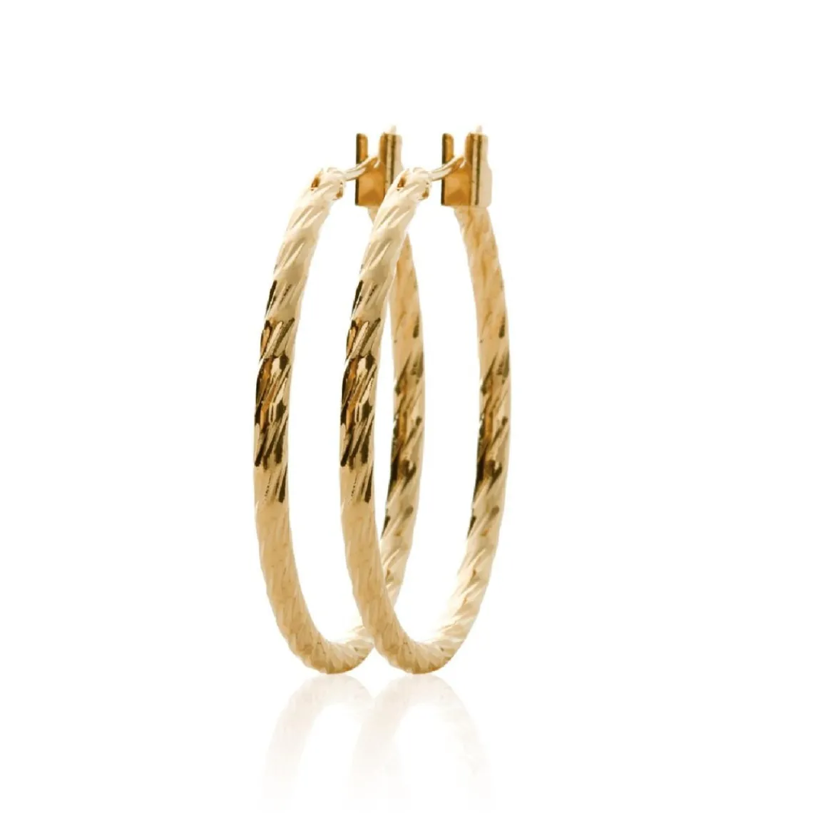 Maison de la Bijouterie Boucles d'oreilles plaqué or créoles torsadées 30mm Y6Z5Y30 | Femme Boucles D'Oreilles