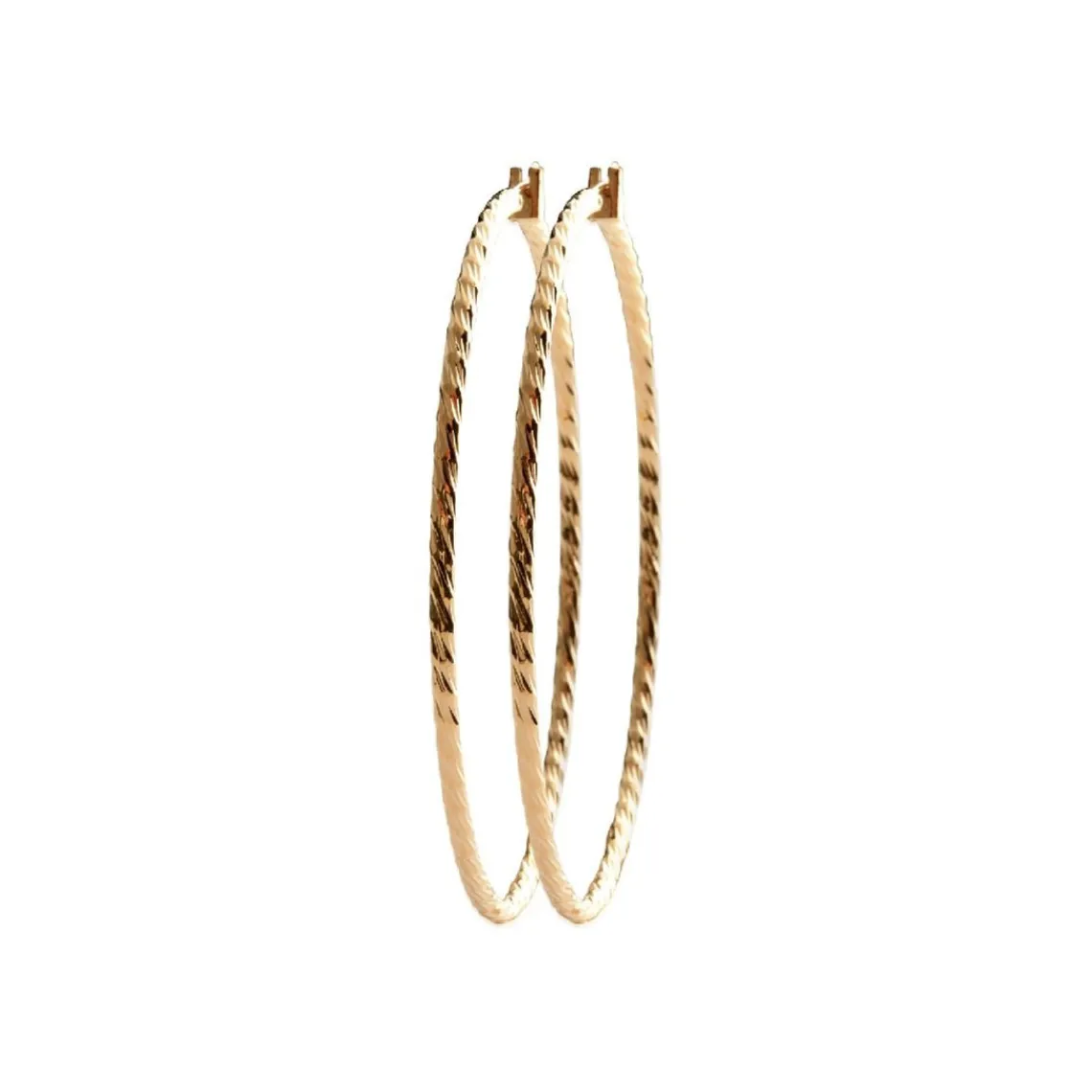 Maison de la Bijouterie Boucles d'oreilles plaqué or créoles torsadées 60mm Y6Z5Y60 | Femme Boucles D'Oreilles